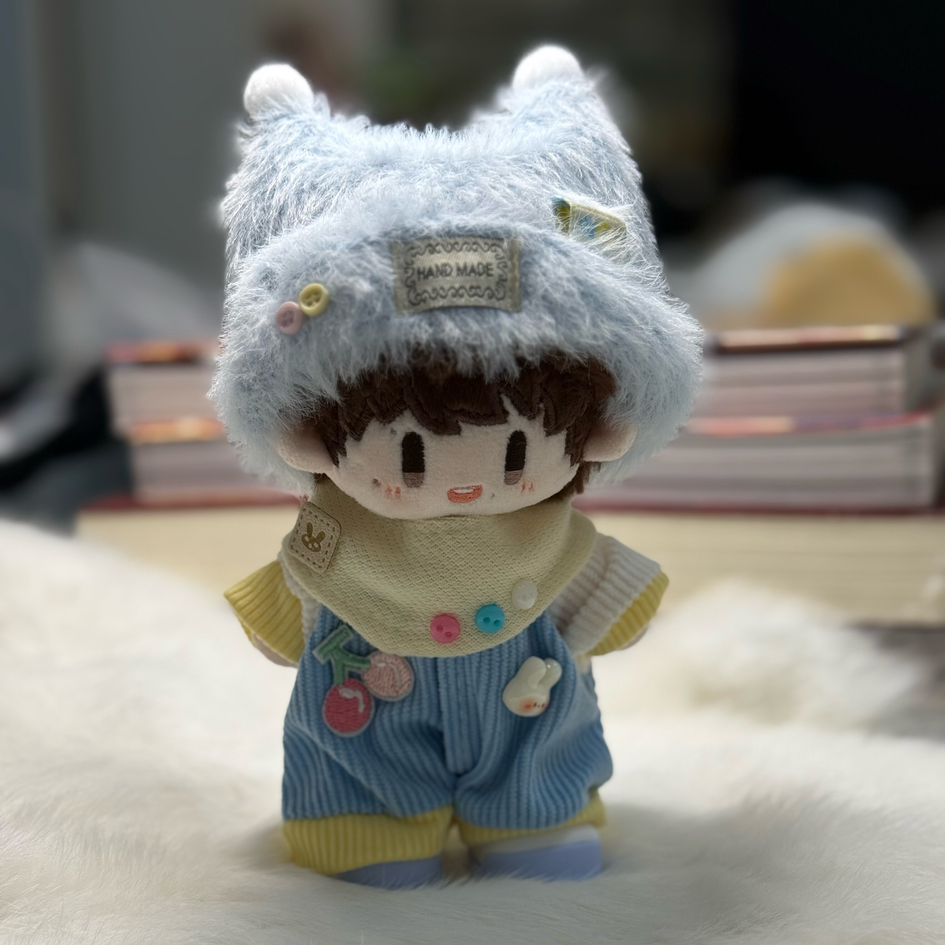 周深是个宝宝周可可棉花娃娃16cm蓝色睡衣爬爬服包屁衣娃衣服套装,淘宝优惠券,粉丝福利购,淘宝优惠卷