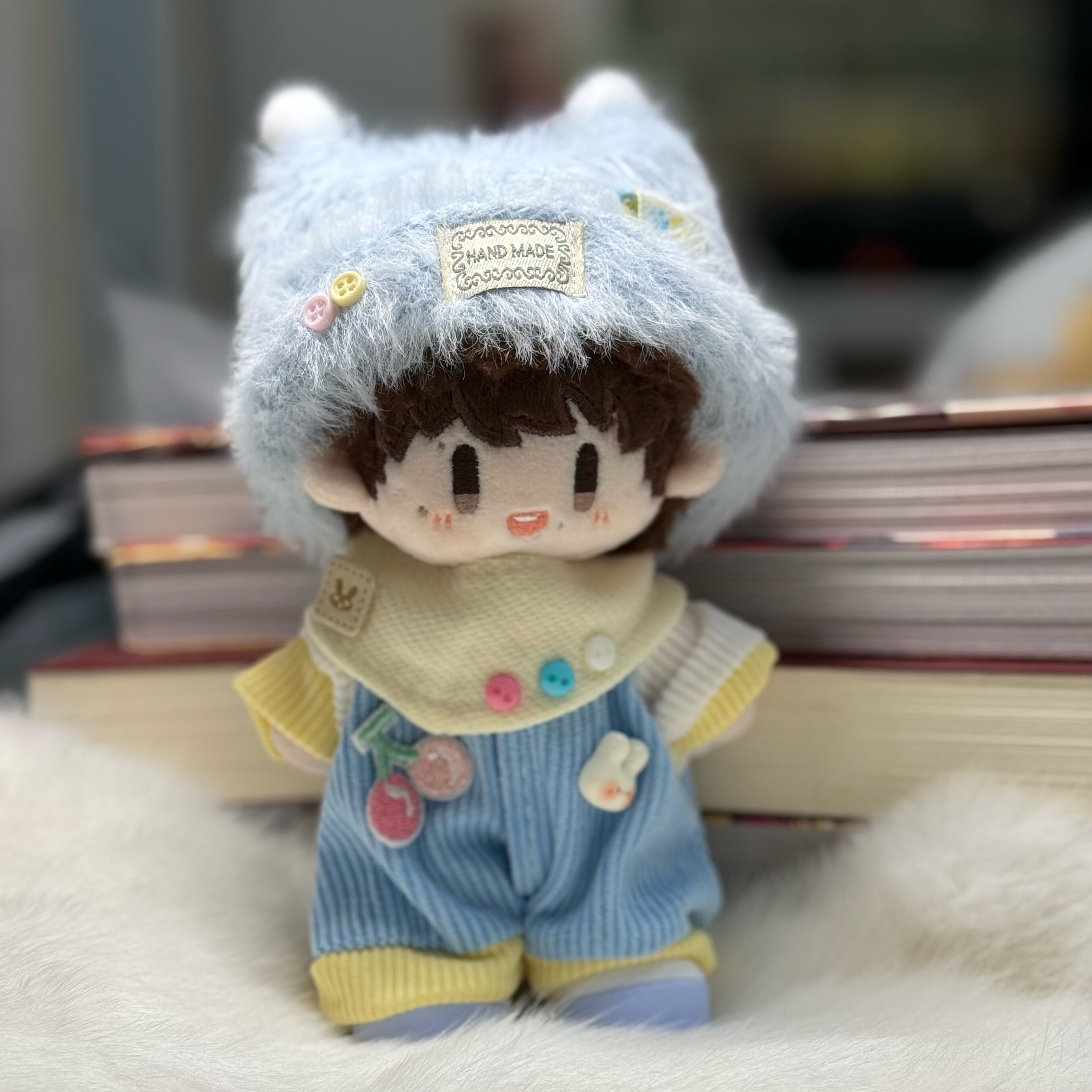 周深是个宝宝周可可棉花娃娃16cm蓝色睡衣爬爬服包屁衣娃衣服套装,淘宝优惠券,粉丝福利购,淘宝优惠卷