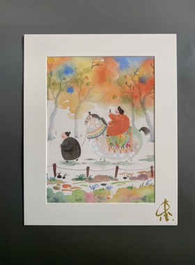 中奎画话原创胖马艺术微喷画卡