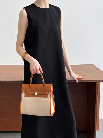 Temperament simple and slim long skirt commuting sleeveless suit vest dress women's loose round neck drape straight skirt