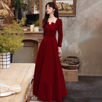 Wine red color toast to brides 2023 new wedding pods engagement senior evening gowns dress and dress normally wear