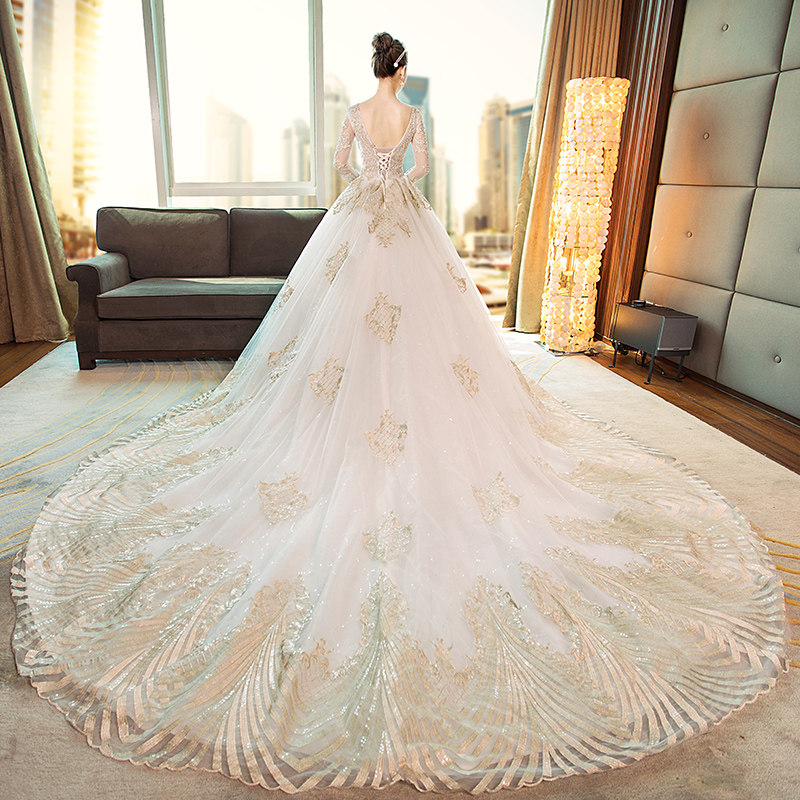 婚纱2020新款秋冬重工奢华结婚长袖 花嫁物语婚纱