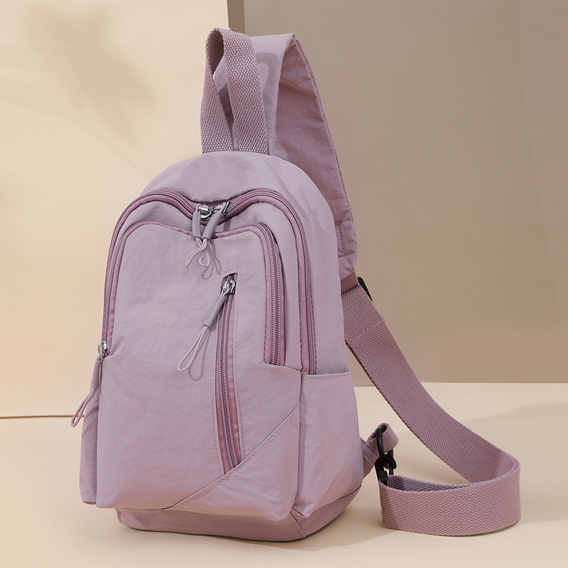 女士胸包简约百搭牛津布包轻便休闲多隔层女包日常小包单斜挎背包 - 图1