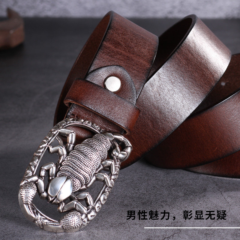 男手工朋克风平滑扣中青年复古皮带 漂印象服饰腰带/皮带/腰链