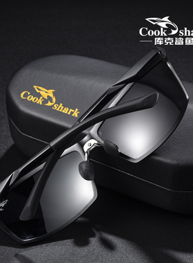库克鲨鱼新款男士偏光太阳眼镜运动开车驾驶变色墨镜户外骑行镜