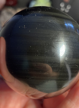 天然水晶彩虹眼黑曜石摆件