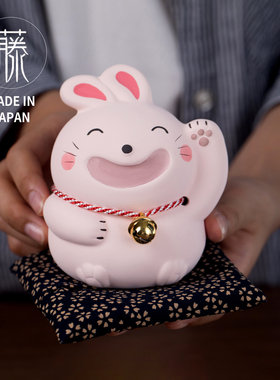 日本制万古烧陶瓷桌面摆件