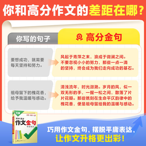 万唯初中作文金句 考场夺分金句800例好词好句好段大全万能开头结尾七八九年级素材初一二三写作模板真题作文2026万维中考满分作文 - 图1