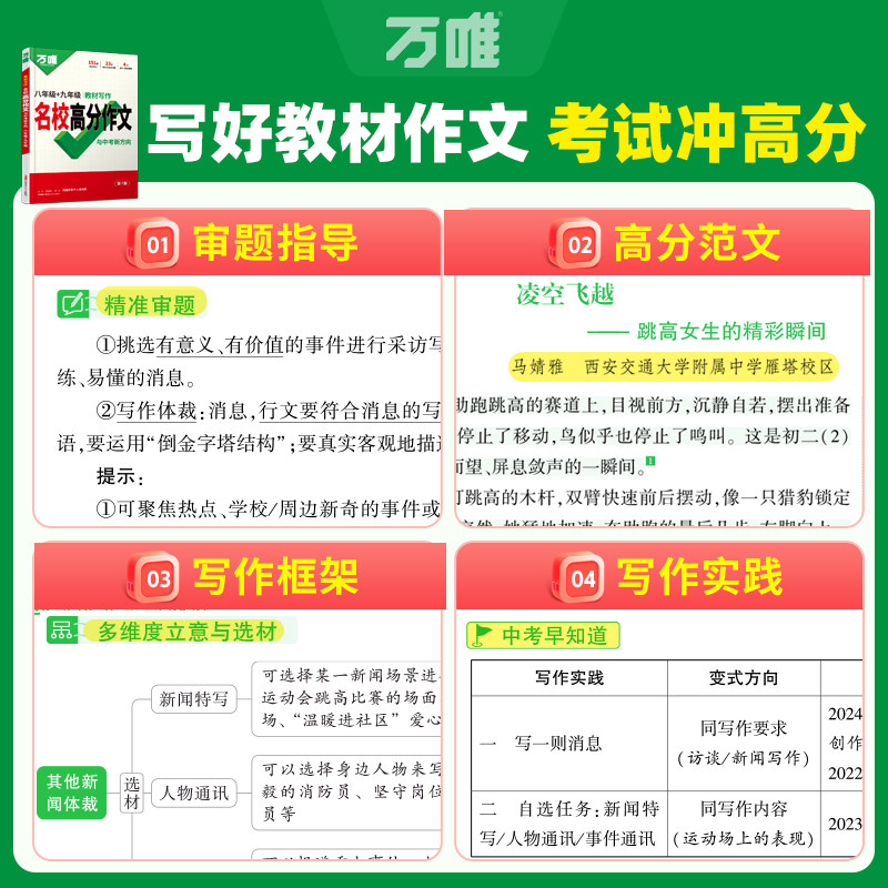 2027万唯八年级上册下册作文语文教材写作名校高分作文 初二同步作文书中考满分作文大全优秀素材万能模板人教版8万维教育初中写作