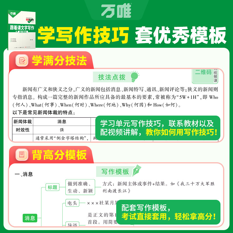 2027万唯八年级上册下册作文语文教材写作名校高分作文 初二同步作文书中考满分作文大全优秀素材万能模板人教版8万维教育初中写作