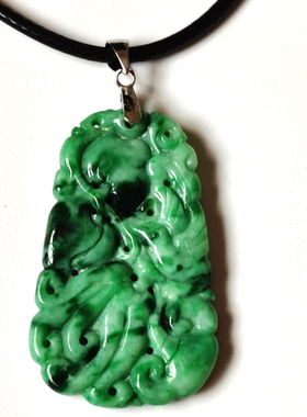 白菜价 老冰糯种满绿阳绿如意福禄寿翡翠A货*送证书*