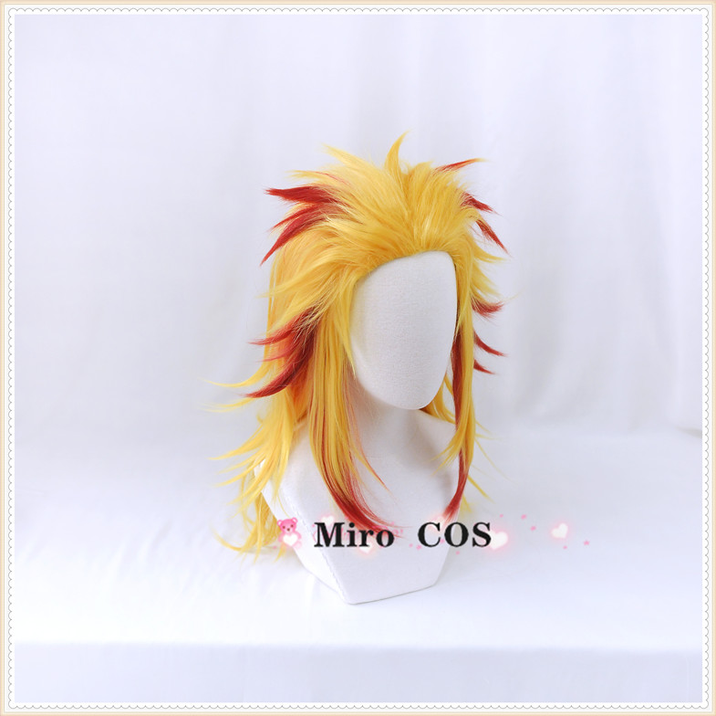 【Miro】鬼灭之刃炼狱杏寿郎黄红渐变cosplay假发小虎夹 WIG-图0