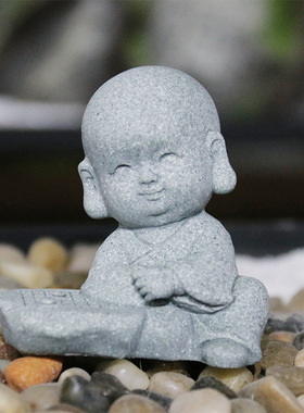 草木林森砂岩禅意桌面小佛像中式