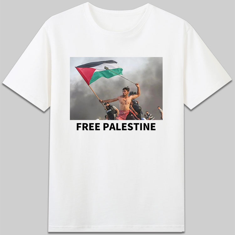 Free Palestine支持巴勒斯坦解放巴以冲突反战照片国旗t恤衣服diy - 图0