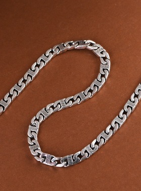 纯银复古工艺男款古巴链坦克链子