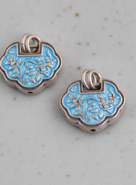 纯银烧蓝工艺民族风项坠长命锁