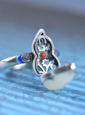 银戒指香囊和田玉可打开复古女款