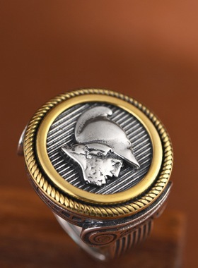 纯银男款复古工艺开口时尚银戒指