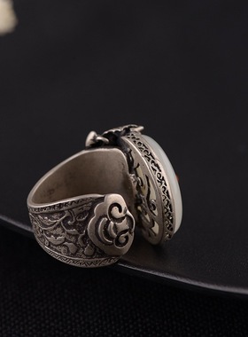 古银铺创艺设计银饰指环和田玉女