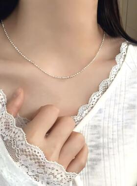 纯银小众设计闪光珠米珠小巧项链