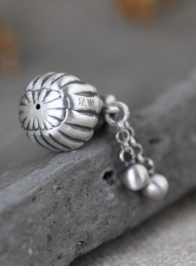 复古空心立体福袋钱袋子银吊坠