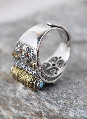 古银铺纯银复古工艺戒指男款银饰