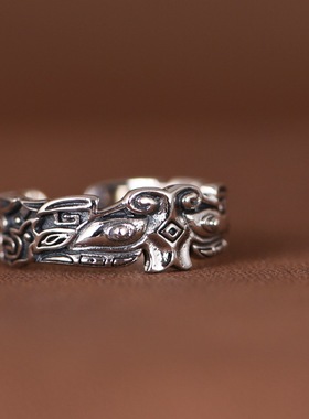 饕餮戒指小众设计民族风银饰男款