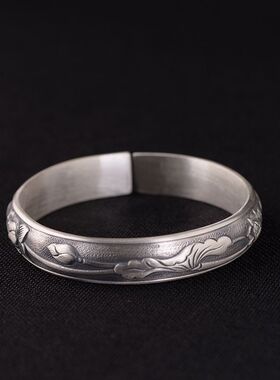 古银铺足银复古工艺饰品女款莲花