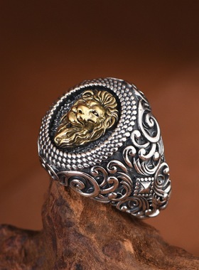 小众设计男士霸气开口狮子头戒指