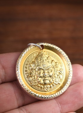 足银实心吉言黄财神时尚文玩吊坠