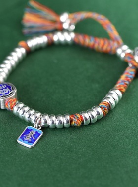 手工编绳手串盘缠国风烧蓝福字女