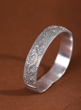 足银手镯龙凤呈祥中式国潮风女款