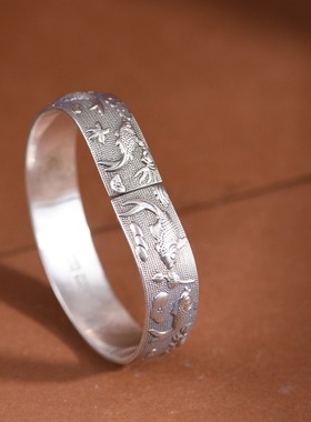 足银手镯小众设计中式女款镯子