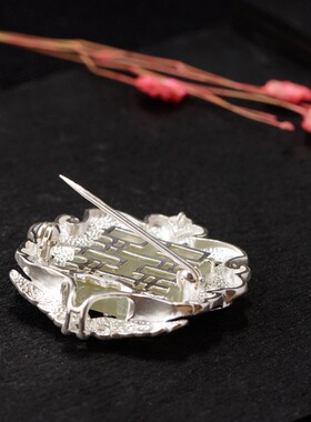 古银铺纯银景泰蓝项坠女胸针旗袍