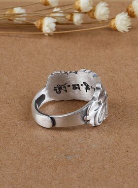 复古做旧指环开口莲花民族风女款