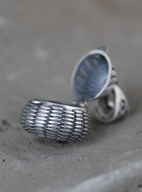 复古风手工可打开香料盒银吊坠