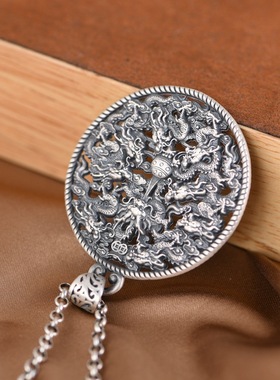 足银吊坠龙图腾复古工艺个性男款