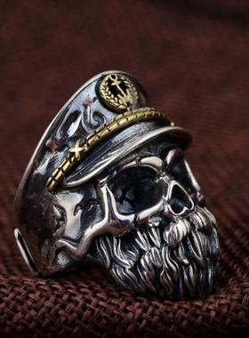 古银铺纯银个性骷髅头S925男款