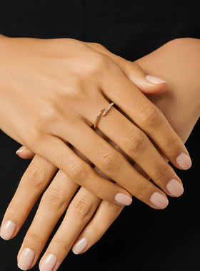 欧美女镶嵌5A锆石爪环戒指女轻奢高级时尚设计感百搭日常开口戒细