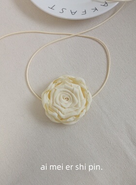 原创新中式手作干枯玫瑰灼烧花朵项链choker手腕花lolita系带颈饰