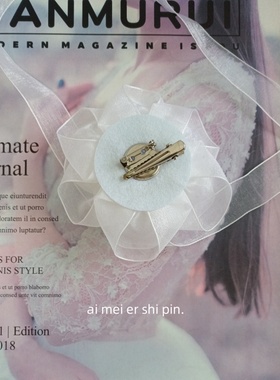 手作纱质花项链颈带多用胸针发夹