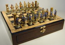 American Chess Color Arabic Pawn High Gloss Storage Chessboard 17 Puzzle Chess Solid Wood
