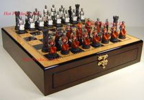 American Chess Crusader Warrior Pawns High Gloss Storage Chessboard 17 Classic Puzzle Solid Wood