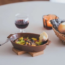 Imported heat-resistant pottery oval oven baking tray with handle heat-resistant dinner plate in Japan