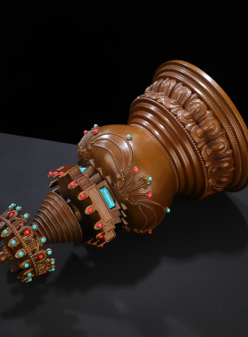 西藏舍利塔摆件密宗鎏金菩提黄铜