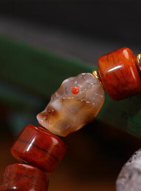 西藏式牦牛骨玛瑙天珠手链