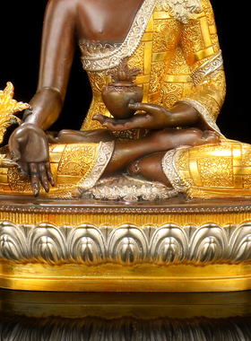 摆件黄铜鎏金居家供奉如来药师佛