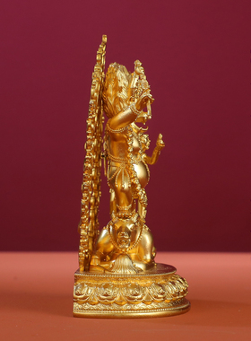 藏式铜鎏金地狱主护法佛像10cm