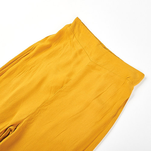 外贸欧美风休闲裤裙女H82915夏新款松紧高腰开叉垂感显瘦拖地长裤 - 图0