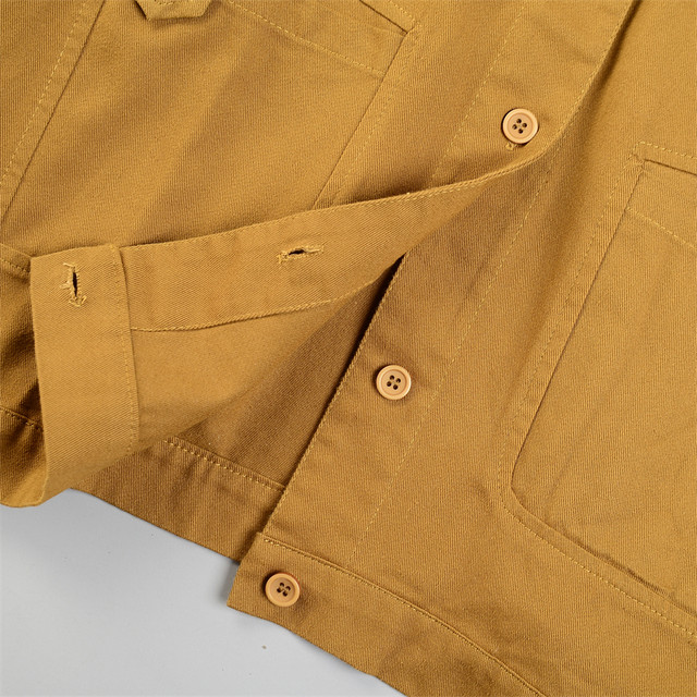 ເສື້ອຍືດ retro workwear ຍີ່ປຸ່ນສໍາລັບຜູ້ຊາຍແລະແມ່ຍິງ L86521 ພາກຮຽນ spring ແລະດູໃບໄມ້ລົ່ນຝ້າຍໃຫມ່ casual top loose versatile ເປືອກຫຸ້ມນອກສັ້ນ versatile